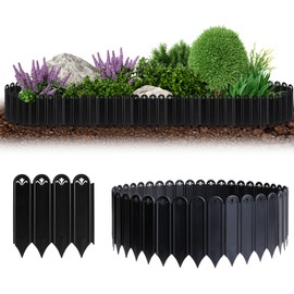 20pcs Garden Edging Border, 8.7"X 8"Garden Landscape Edging Borders, Plastic Garden Fence Edging, Interlocking Landscaping Edging, Flexible Lawn Edging Flower Bed Border, for Outdoor Patio Pathway