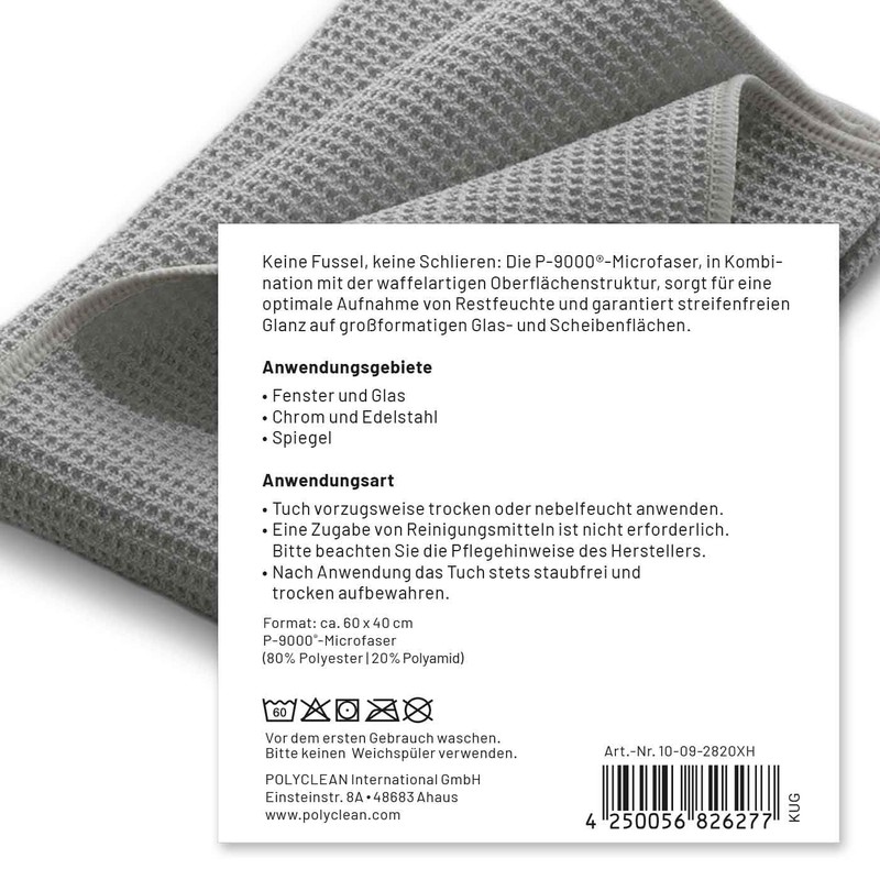POLYCLEAN 2 x Waffle Cloths - Powerful Window Cleaning Cloth