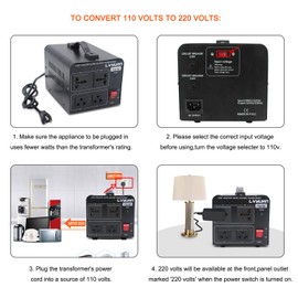 Yinleader 1000W Voltage Converter Transformer(110V to 220V OR 220V to 110V) 1000 Watt Step Up/Down Converter 110/120 Volt - 220/240 Volt w/US Power Cord,Circuit Breaker Protection (VTUS-1000)