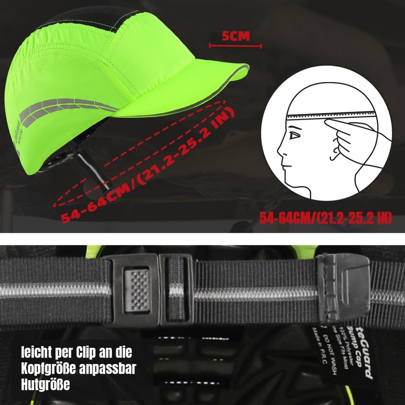 HEARMOR Lightweight Bump Cap with Reflective Stripes, Breathable Baseball Cap