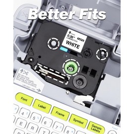 Wonfoucs Compatible with Brother TZe-221 TZe221 TZ 221 Black on White P-touch Laminated Label Tape 9mm 0.35 - For Ptouch Label Maker H110 H105 1000 1005 1280 D400 Cube, 6 Pack