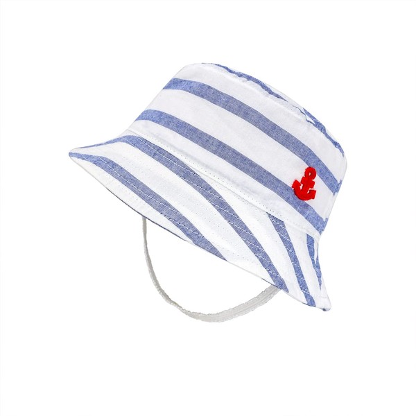 jerague Sombrero de verano para niños pequeños, transpirable, ajustable, sombrero de pescador, Azul/Blanco, 2-4 Años