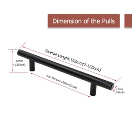 goldenwarm 10 Pack Black Cupboard Handles 5in Hole Center Black Door Handles Stainless Steel Kitchen Cupboard Handles Black Drawer Handles Black Cabinet Handles Kitchen Door Handles