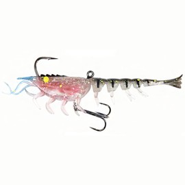 Hviomru Super Durable TPE Fishing Lures for Crappie Trout Walleye, Lifelike Shrimp Crayfish Swimbait, Pre-Rigged Fishing Jig Lures for Freshwater and Saltwater (Black/Red)