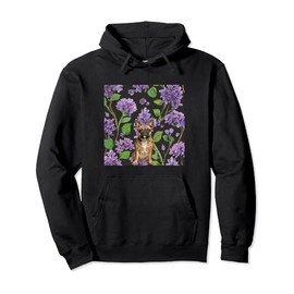 French Bulldog Lilacs Purple Vintage Flower Pattern Pullover Hoodie