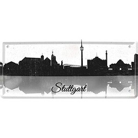 Tin Sign "Ausflugszielel Reisezielel "Stuttgart" Decorative Sign City Travel Metal Sign Retro Door Sign Vintage Entrance Gift for Birthday or Christmas 28 x 12 cm