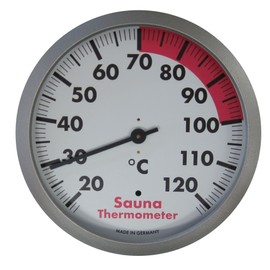 TFA Dostmann Analogue Sauna Thermometer, Heat Resistant, Silver/White, L 120 x W 37 x H 120 mm