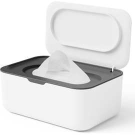Wipes Dispenser, Refillable Wipe Container, Keeps Wipes Fresh, One-Handed Operation. Non-Slip, Easy Open/Close Wipes Box (Grey, One Size)