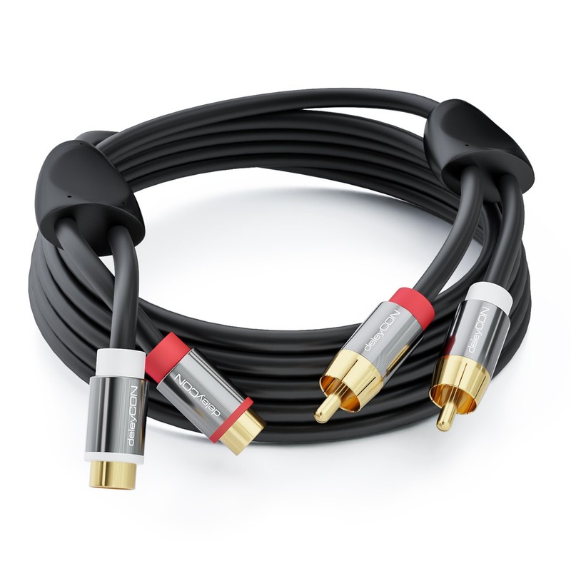 deleyCON PREMIUM 0.5m HQ Stereo Audio RCA Extension Lead -