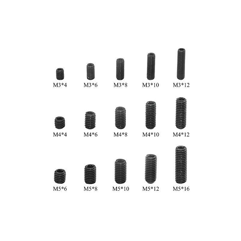 BGTXINGI 300pcs M3/4/5 Hexagon Socket Grub Screws Set Assortment Kit