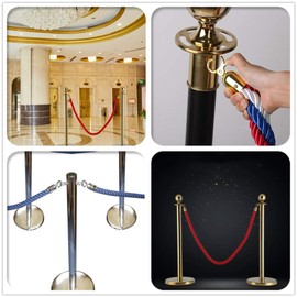 1.5 m Velvet Handrail Rope Barrier Rope Standard for People Guidance System Barrier Tape Barrier Belt with Stainless Steel Hook (Red)