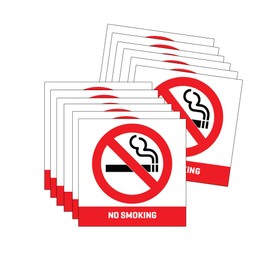 No Smoking Vinyl Stickers 12-Pack - 100mm x 100mm - Weatherproof, Waterproof, Sun-Resistant - Easy-to-See Square Signs for Outdoor & Indoor Use