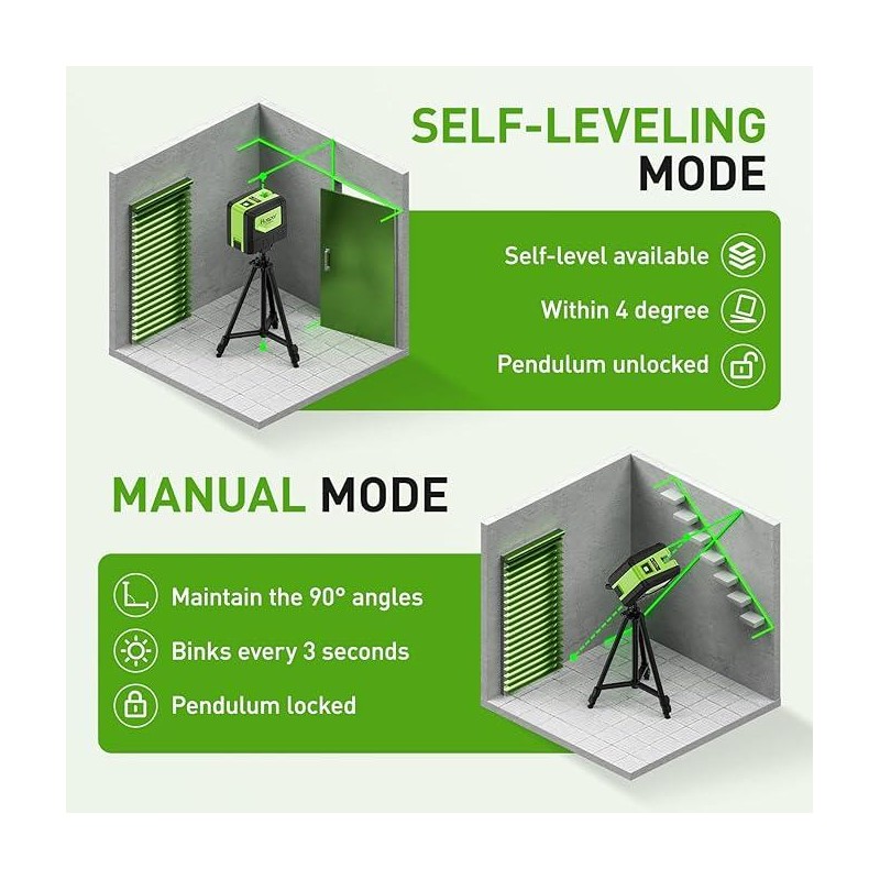 Huepar M-9211G Green Beam Self Leveling Cross Line Laser Level