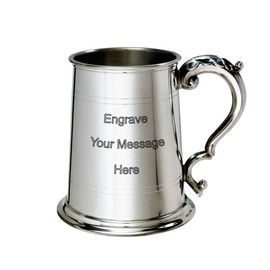Pewter Tankard with Fancy Georgian Style Handle (with Engraving)