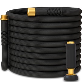 TITAN Garden Hose | Flexible, Lightweight, Kink-Free & Durable Hybrid Water Hose with Heavy Duty Brass Connectors & High-Pressure Jet Nozzle (50FT x 1/2”)