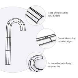 HOMSFOU Christmas Candy Cane Shaped Wire Wreath Frame Metal Holiday Flower Wreath J Letter Making Rings Shapes For DIY Christmas Christmas New Year Flower Wreath Hoop 30