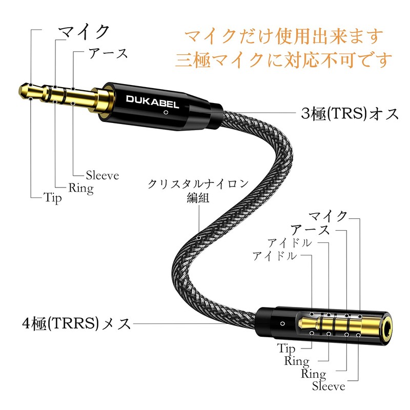 DuKabel TRRS-TRS Microphone Conversion Adapter, Microphone Conversion Cable, 4 Poles,
