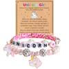 JIANZHEN Cute Unicorn Bracelet Stuff Set Adjustable Pink Pearl Beads