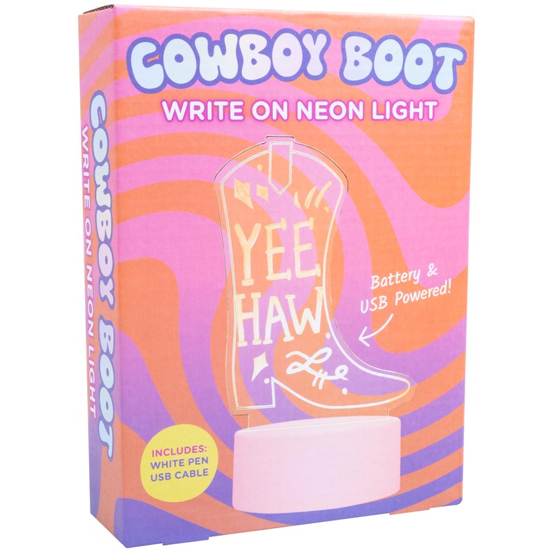 Fizz Creations Cowboy Boot Write On Neon Light. USB-Powered Write