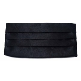 1 pcs Men's Solid Multi-color Silk Cumberbund, Black, One Size