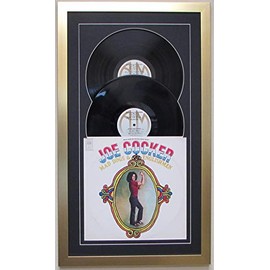 Frame My Collection Record Album Double Vinyl LP Frame Display Featuring Black Matting Juke Box Style Design (Brushed Gold Frame)