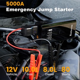 Jump Starter with Air Compressor, 5000A Car Battery Jump Starter (9.0L Gas/7.0L Diesel), 150PSI 12V Car Battery Jumper Starter Portable with Jumper Cables, Tire Inflator, LED Light