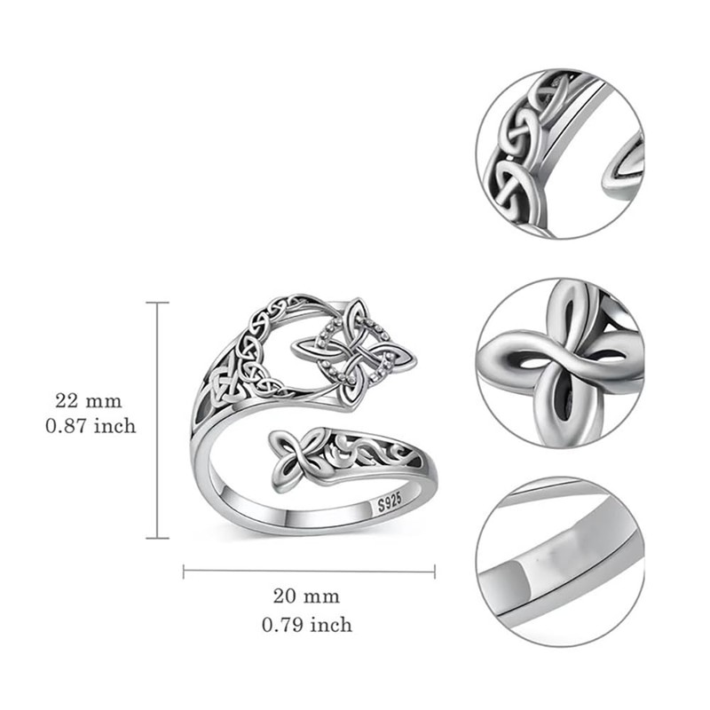 ROYNRAU Vintage Celtic Knot Ring for Women, Boho Witches Protection