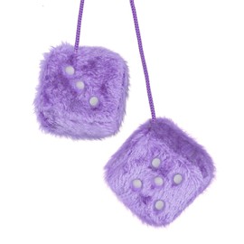 Wogomz 2PCS Fuzzy Dice for Car Rear View Mirror with Suction Cup, 2.37" Retro Plush Dice Auto Decoration for Mirror, Cute Classic Mirrors Dice, Universal Rearview Hanging Ornament (Purple)