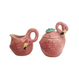 Blue Sky Ceramics Summer Fun Flamingo Sugar & Creamer Set, Multi