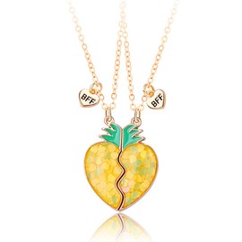Magnetic Pineapple Best Friend Necklaces for 2 Girls Matching Friendship Necklace for 2 BFF Christmas Birthday Gifts for Bestie Puzzle Necklace for Teen Girls Pineapple Gifts for Women Friends