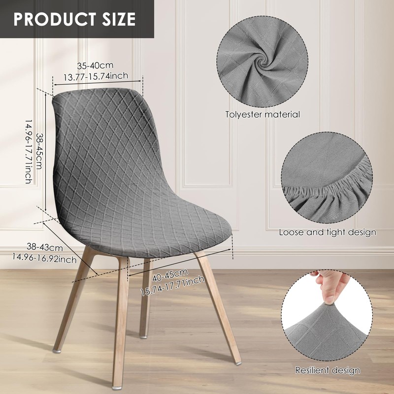 4PCS Dining Room Chair Covers, Minimalist Shell Chair Slipcovers, Elastic
