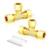 GASHER 2PCS Brass Compression Tube Pipe Fitting Connector, Tee，12mm x