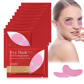 10 Pairs Crystal Collagen Under Eye Patches, Hydrating Under Eye Gel Pad, Under Eye Treatment Mask for Dark Circles, Puffy Eyes, Anti Wrinkle, Fine Lines, Skincare for Women and Men (Pomegranate)