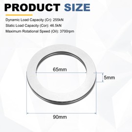 sourcing map 2 Sets AXK6590 Thrust Needle Roller Bearings with 4 Washers, Chrome Steel Needle Roller Bearings, ID 65mm, OD 90mm, Thickness 5mm