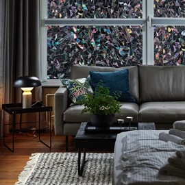 Finnez Blackout Window Film Rainbow Privacy Film 3D No Glue Glass Sticker for Glass Door Home and Office Heat Control Anti UV 29.5 x 78.7 inches