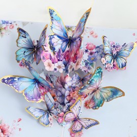 3D Pop-Up Butterflies Card – Intricate Laser-cut ‘Butterflies’ Design & Elegant Floral Accents, All Occasion Greeting Card for Birthday, Valentine’s Day, Mother’s Day, Sympathy, Congratulations, Thank You, Anniversary, Wedding, Best Wishes, Thinking of Y