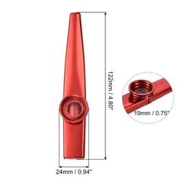 MECCANIXITY Kazoo Musical Instrument Aluminum Alloy Red with Flute Diaphragm for Party Guitar Ukulele Violin Piano Keyboards Pack of 2