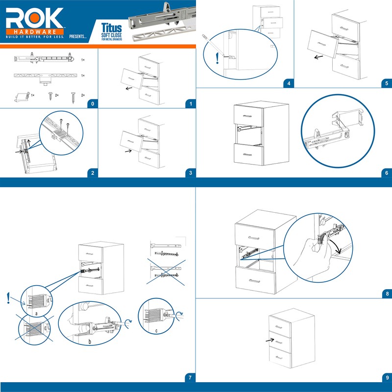 2-Pack SoftClose for Metal Drawers/Soft Close Drawer Adapter/Add-On/Retrofit / No