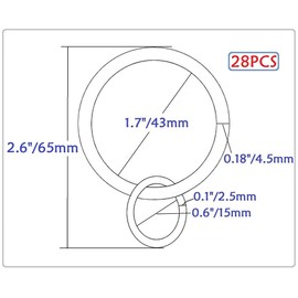 Loop Eyelet Curtain Ring for Drapery 2.0" Ring for Panel Pin Hooks,1.7" Inner Diameter,Fits Up to 1.4" Rod (28Pcs,Gold)