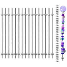 Zarique 48 Pcs 8/32 Inch M4 Threaded Rod with Hex Nuts,Include 16 Pcs M4 Stainless Steel Threads Studs Rods and 32 Pcs M4 Fully Threaded Hex Nuts Hangers and Beaded Garden Stake Rods (8 Inch)
