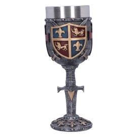 Nemesis Now Heraldic Goblet 20cm, Resin, Silver, Sword and Shield Goblet, Historical Collectable, Medieval Giftware, Removable Stainless Steel Insert, Cast in The Finest Resin, Expertly Hand-Painted