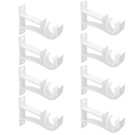 Gudui 8 Pack White Aluminum Alloy Curtain Rod Brackets, Heavy Duty Curtain Rod Hooks, Easy to Install