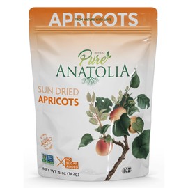 Turkish Sun Dried Apricots by Pure Anatolia, No Sugar Added, Non GMO, Vegan, Halal, Kosher, Healthy Whole Fruit Fiber Snacks, 5 oz Resealable Pack