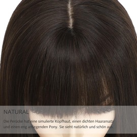 PARXITN Wig for Women 60 cm Long Straight Hair Wigs with Fringes Brown Fashion Natural Looking Synthetic Hair Wig for Daily Party Wear