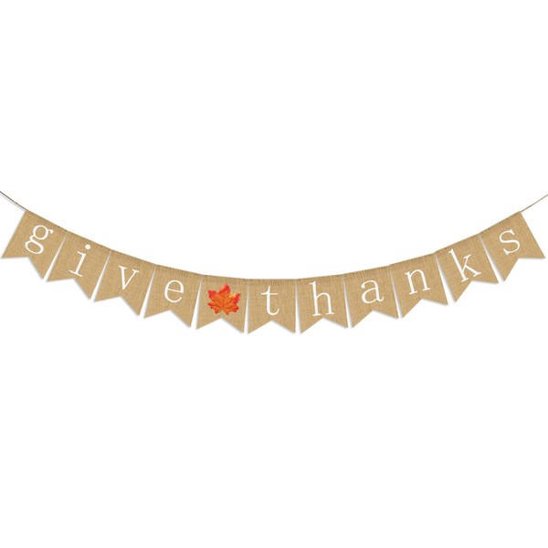 Give Thanks Burlap Banner | Thanksgiving Banner Decoration | Thanksgiving Banner Burlap | Thankful Give Thanks Party Home Decoration Supplies