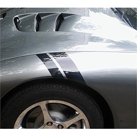 2 and 3 Inch Fender Hash Mark Bars Vinyl Racing Stripes Decals, Fits Chevy Corvette C5, Driver Side, White Matte