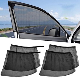 4 Stück Autofenster Sonnenschutz, Hochelastisches, Reduziert Wärme, Universal Sonnenblende Auto Netz, Insektenschutz Autofenster, Sonnenschutznetz Auto Atmungsaktive für Schützt Kinder, Haustiere