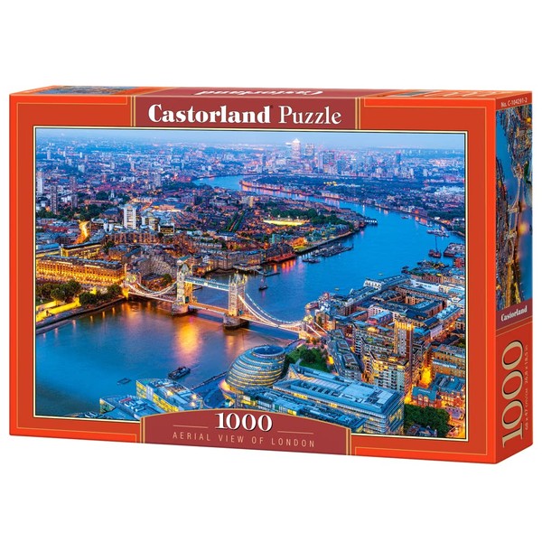 CASTORLAND 1000 Piece Jigsaw Puzzle, Aerial View of London, England Puzzle, Big Ben and River Thames Puzzle, Adult Puzzle, Castorland C-104291-2