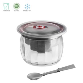 MOLIGOU Ice Chilled Dip Bowl with Lid, 22oz Chilled Serving Bowl for Parties, Dip Bowl on Ice with Stainless Steel Spork