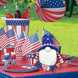 4th of July Gnomes Decorations with Stars Hat Handmade Plush USA Gnome Rustic Vintage Table Ornaments American Patriotic Decor for Home Fireplace Independence Day Memorial Day